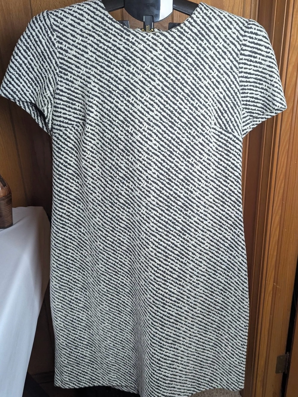 Calvin Klein Classic Black & White Textured Shift Dress
